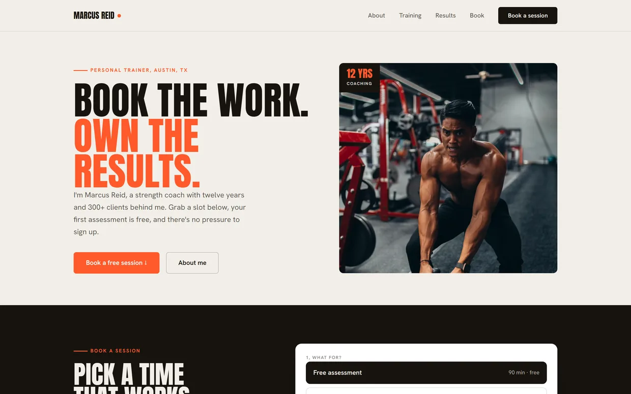 Marcus Reid, a live personal training demo site