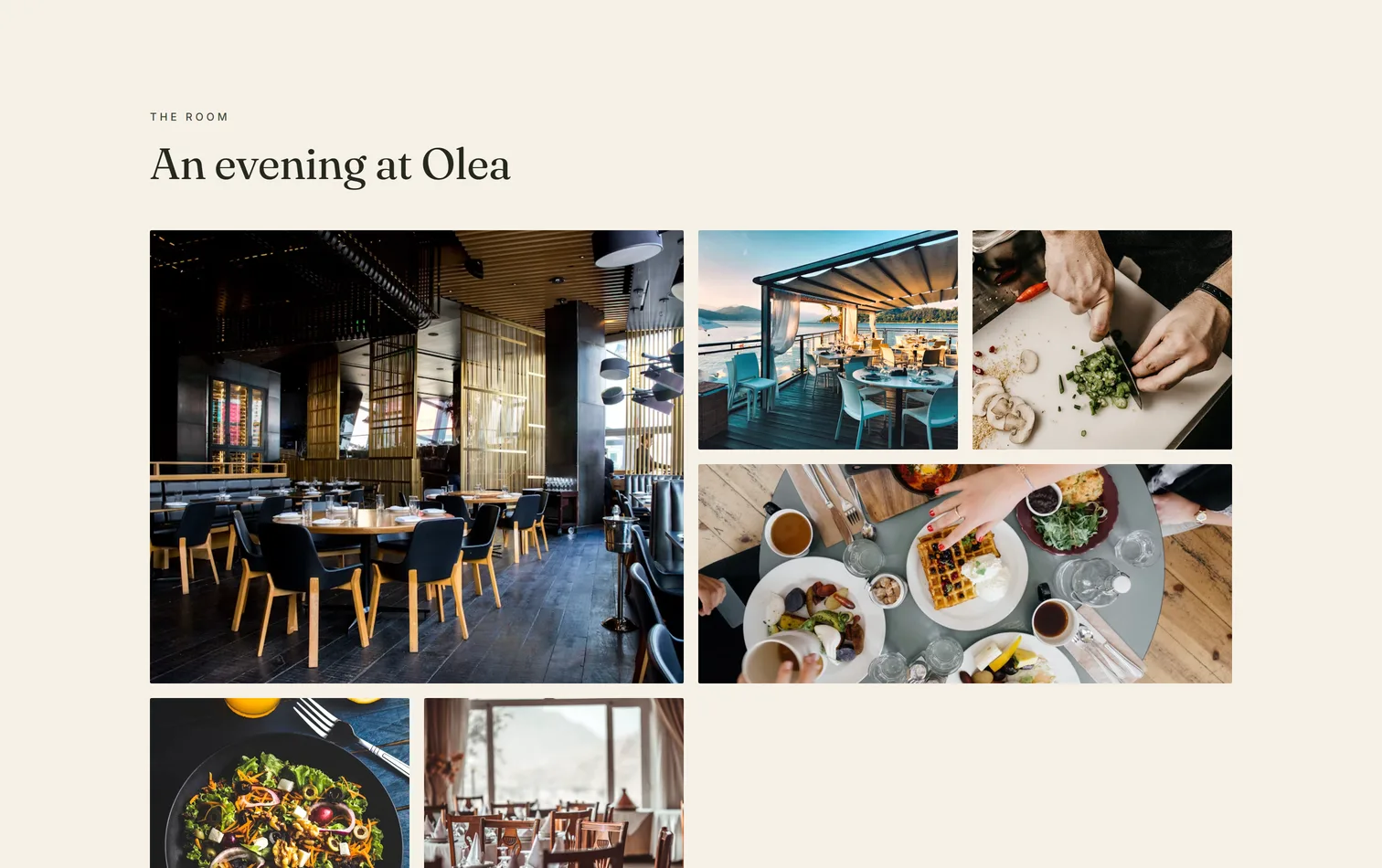 The room gallery on a live restaurant site